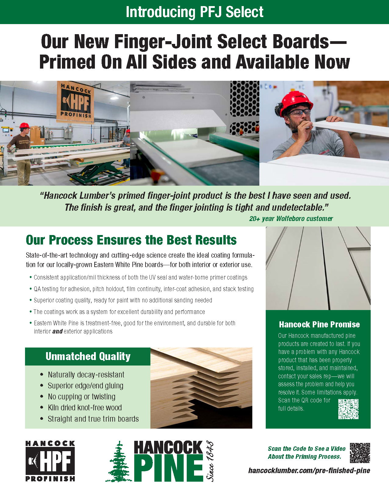 HANCOCK PRO FINISH 1X4-16' 4 SIDE PRIMED FINGER JOINT PINE